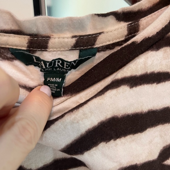 Lauren Ralph Lauren Black and Cream Zebra Print Top - Picture 2 of 2